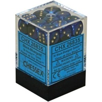 Chessex 26835 Gemini 12mm d6 Black-Blue w/gold