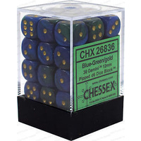 Chessex 26836 Gemini 12mm d6 Blue-Green w/gold