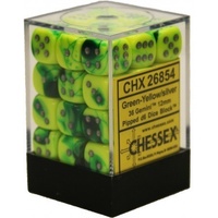 Chessex 26854 Gemini Green Yellow with Silver