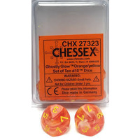 Chessex Bulk D10 Dice Ghostly Glow Orange/ Yellow (10 Dice) CHX27373