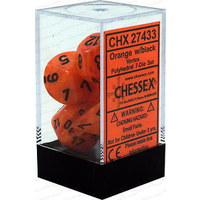 D7-Die Set Dice Vortex Polyhedral Orange/Black (7 Dice in Display)