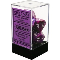 D7-Die Set Dice Festive Polyhedral Violet/White (7 Dice in Display)