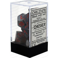 Chessex 27478 Velvet Black/red 7-Die Set