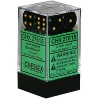 Chessex 27615 Scarab 16mm d6 Jade/gold Block (12)