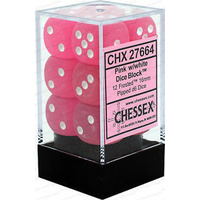 Chessex 27664 Frosted Pink/White 16mm Brick 12