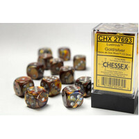 Chessex 16mm D6 Dice Block Lustrous Gold/Silver