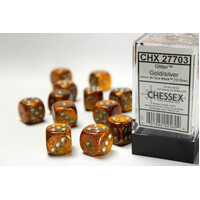 Chessex 16mm D6 Dice Block Glitter Gold/Silver