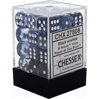 Chessex 27808 Nebula 12mm d6 Black/white