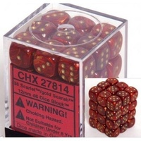 Chessex 27814 Scarab 12mm d6 Scarlet /gold