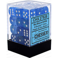 Chessex 27826 Borealis 12mm d6 Sky Blue/white