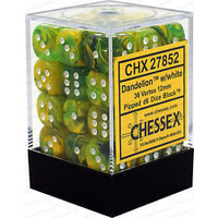 Chessex 27852 Vortex 12mm d6 Dandelion /white
