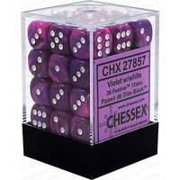 Chessex 27857 Festive 12mm d6 Violet/white