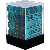 Chessex 27886 Borealis #2 12mm d6 Teal/gold