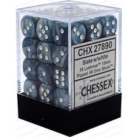 Chessex 27890 Lustrous 12mm d6 Slate /white
