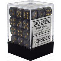 Chessex 27898 Lustrous 12mm d6 Black/gold