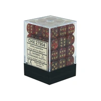 Chessex Glitter 12mm d6 Ruby/gold Dice Block (36 dice) CHX27904