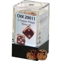 D6 Dice Copper Metallic 16mm (2 Dice in Display)