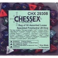 Chessex BULK D8 Dice Assorted Loose Speckled Polyhedral (50 Dice in Bag)