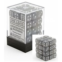 D6 Dice Frosted 12mm Smoke/White (36 Dice in Display)
