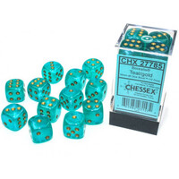 Chessex 27785 Borealis 16mm D6 Teal/Gold Luminary Effect