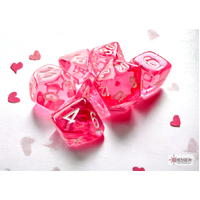 Chessex Translucent Mini-Polyhedral Pink/white 7-Die Set CHX20384