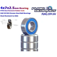 Plaig 4x7x2.5mm Bearing - Rubber Seals - Pack of 5 - MR74-2RS