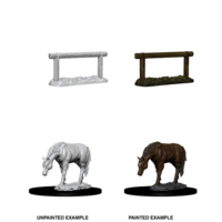 WizKids Deep Cuts Unpainted Miniatures Horse & Hitch