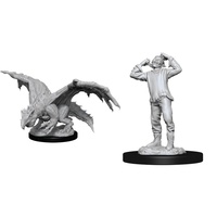 D&D Nolzurs Marvelous Unpainted Miniatures Green Dragon Wyrmling and Afflicted Elf