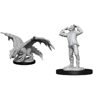 Dungeons & Dragons Nolzurs Marvelous Unpainted Miniatures Green Dragon Wyrmling and Afflicted Elf