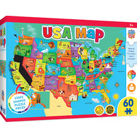 Masterpieces 60pc Educational USA Map with Statepc Jigsaw Puzzle 