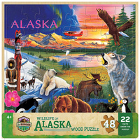 Masterpieces 48pcs Wood Fun Facts Alaska Wildlife Jigsaw Puzzle