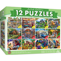 Masterpieces Puzzle 12 Pack Artist Gallery 12 Pack Bundle Puzzles (100 x4, 300 x4 & 500 x4)