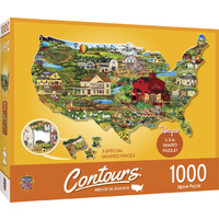 Masterpieces 1000pcs Contours Shaped United States Shape Jigsaw Puzzle