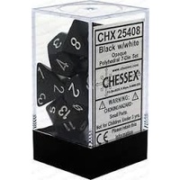 Chessex 25408 Opaque Polyhedral Black/white 7-Die Set