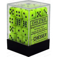 Chessex 27833 Vortex 12mm d6 Bright Green/black