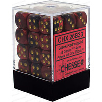 Chessex 26833 Gemini 12mm d6 Black-red w/gold