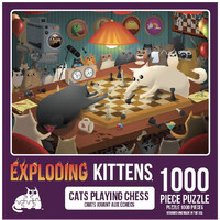 Exploding Kittens 1000pcs Cats Playing Chess Jigsaw Puzzle