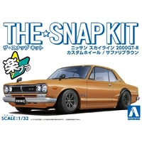 Aoshima 1/32 Nissan Skyline 2000 GT-R Custom Wheel Safari Brown Plastic Model Kit