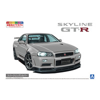 Aoshima 1/24 Nissan BNR34 Skyline GTR V Spec II 00 Sparkling Silver Plastic Model Kit