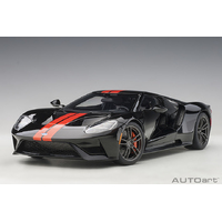 AutoArt 1/18 Ford GT 2017 (Shadow Black/Orange Stripes) Composite Car