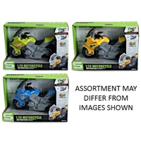 Motorbike 1:20 Friction with Light and Sound 20cm 3 assorted