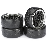 Absima 1/10 Wheel Set Drift LP 9 Spoke Profile A Black/Chrome AB2510044