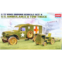Academy 1/72 US Ambulance & Tractor Plastic Model Kit [13403]