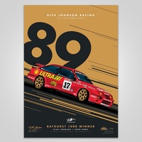 Authentic Collectables Dick Johnson Racing Ford Sierra RS500 1989 Bathurst 1000 Winner - Metallic Gold Limited Edition Signed Print
