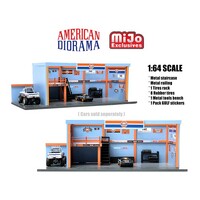 American Diorama 1/64 Garage Diorama Set (GULF sticker pack included)
