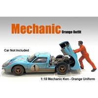 American Diorama 1/18 Ken Mechanic Figure Orange Uniform Accessory (car not included)