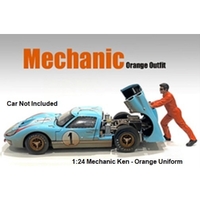 American Diorama 1/24 Ken Mechanic Figure Orange Uniform Accessory (car not included)