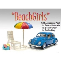 American Diorama 1/18 Beach Chair,Duffle Bag & Umbrella Accessory Pack (car not included)