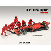 American Diorama 1/18 Red Ferrari F1 Pit Crew Figures 7pc Set
