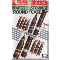 AFV Club 1/35 155/203mm Howitzer Round & Storage Case Plastic Model Kit AF35017